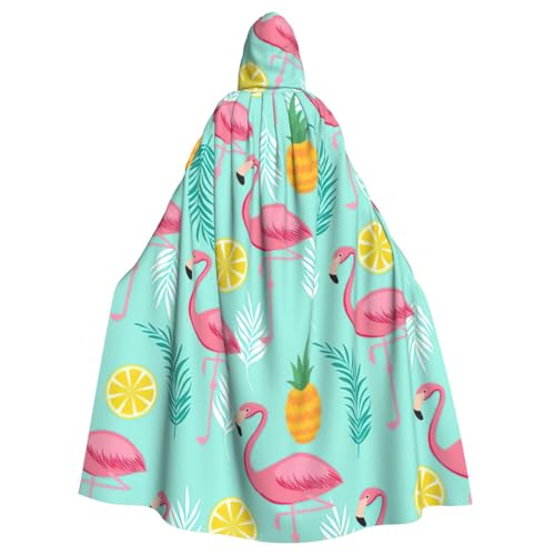 KLJnmbb Halloween-Kapuzenumhang mit Flamingo-Druck, lebendig, volle Länge, Erwachsene, Unisex, Cosplay-Kostüm von KLJnmbb