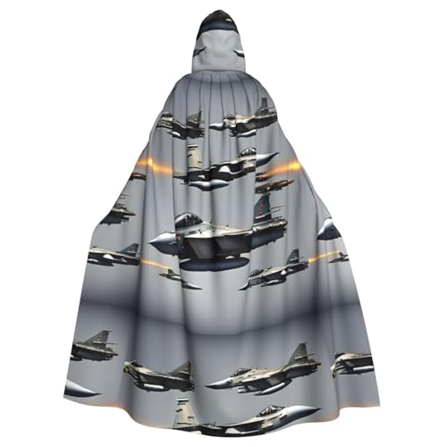 KLJnmbb Halloween-Kapuzenumhang mit Flugzeug-Jets-Druck, mit lebendiger voller Länge, für Erwachsene, Unisex, Cosplay-Kostüm von KLJnmbb