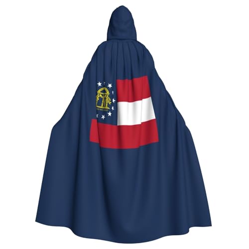 KLJnmbb Halloween-Kapuzenumhang mit Georgia-Flagge, mit lebendiger voller Länge, für Erwachsene, Unisex, Cosplay-Kostüm von KLJnmbb