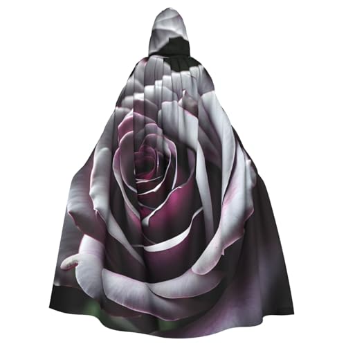 KLJnmbb Halloween-Kapuzenumhang mit Gothic-Rosen-Blumendruck, lebendig, volle Länge, Erwachsene, Unisex, Cosplay-Kostüm von KLJnmbb