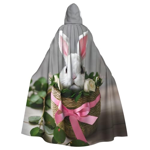 KLJnmbb Halloween-Kapuzenumhang mit Hasen-Rosetten-Druck, lebendig, volle Länge, Erwachsene, Unisex, Cosplay-Kostüm von KLJnmbb