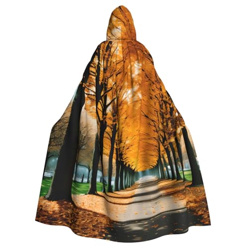 KLJnmbb Halloween-Kapuzenumhang mit Herbstblätter-Druck, lebendig, volle Länge, Erwachsene, Unisex, Cosplay-Kostüm von KLJnmbb