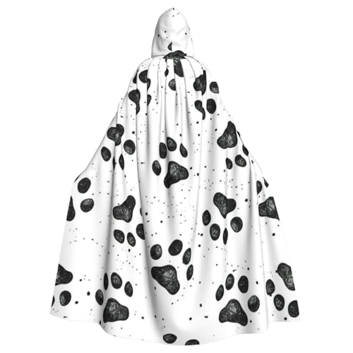 KLJnmbb Halloween-Kapuzenumhang mit Hundepfotenmuster und lebendigem Erwachsenenmotiv, Unisex, Cosplay-Kostüm von KLJnmbb