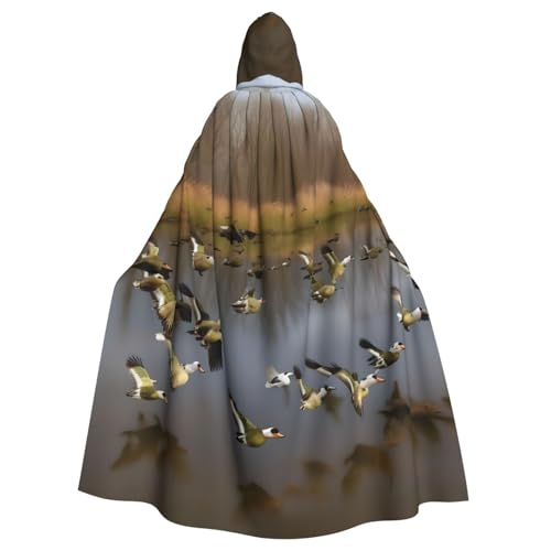 KLJnmbb Halloween-Kapuzenumhang mit Jagd-Motiv fliegende wilde Enten mit lebendiger voller Länge, Cosplay-Kostüm für Erwachsene von KLJnmbb