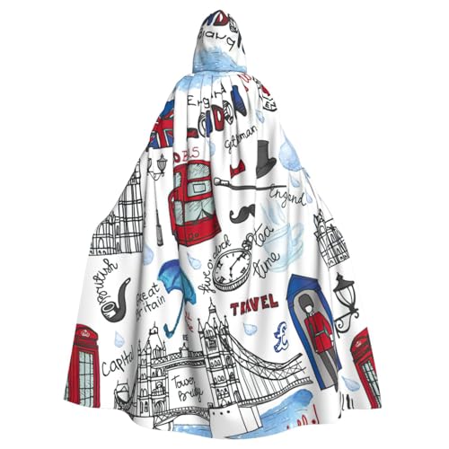 KLJnmbb Halloween-Kapuzenumhang mit London-Druck, lebendig, volle Länge, Erwachsene, Unisex, Cosplay-Kostüm von KLJnmbb