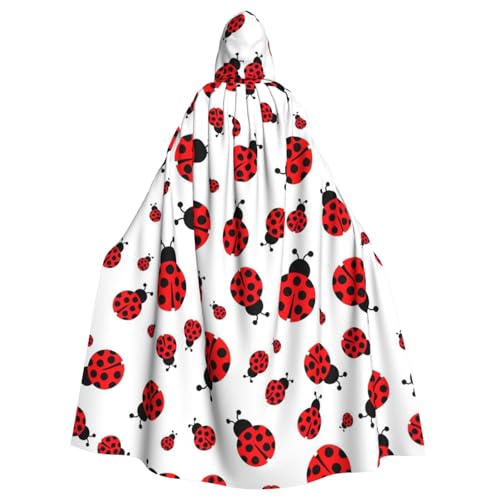 KLJnmbb Halloween-Kapuzenumhang mit Marienkäfer-Aufdruck, voller Länge, Unisex, Cosplay-Kostüm für Erwachsene von KLJnmbb