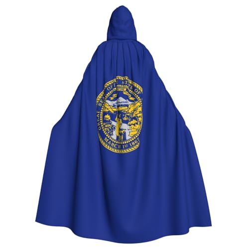 KLJnmbb Halloween-Kapuzenumhang mit Nebraska-Flagge, lebendig, volle Länge, Cosplay-Kostüm für Erwachsene von KLJnmbb