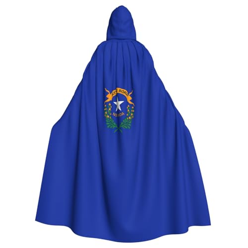 KLJnmbb Halloween-Kapuzenumhang mit Nevada-Staatsflagge, lebendig, volle Länge, Cosplay-Kostüm für Erwachsene von KLJnmbb