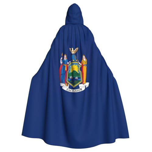 KLJnmbb Halloween-Kapuzenumhang mit New Yorker Staatsflagge und lebendigem Erwachsenenmotiv, Unisex, Cosplay-Kostüm von KLJnmbb