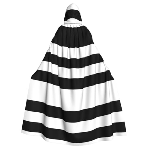 KLJnmbb Halloween-Kapuzenumhang mit Streifen, schwarz-weißer Druck, für Erwachsene, Unisex, Cosplay-Kostüm von KLJnmbb