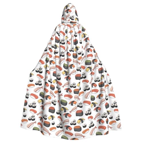 KLJnmbb Halloween-Kapuzenumhang mit Sushi-Druck, lebendig, volle Länge, Erwachsene, Unisex, Cosplay-Kostüm von KLJnmbb