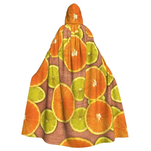 KLJnmbb Halloween-Kapuzenumhang mit Zitronen- und Orangen-Druck, lebendig, volle Länge, Erwachsene, Unisex, Cosplay-Kostüm von KLJnmbb