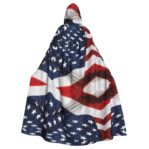 KLJnmbb Halloween-Kapuzenumhang mit amerikanischer Flagge, voller Länge, Unisex, Cosplay-Kostüm für Erwachsene KLJnmbb Halloween-Kapuzenumhang mit amerikanischer Flagge, voller Länge, Unisex, Cosplay-Kostüm für Erwachsene von KLJnmbb
