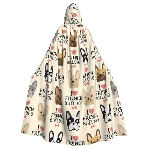 KLJnmbb Halloween-Kapuzenumhang mit französischer Bulldogge, voller Länge, Unisex, Cosplay-Kostüm für Erwachsene von KLJnmbb