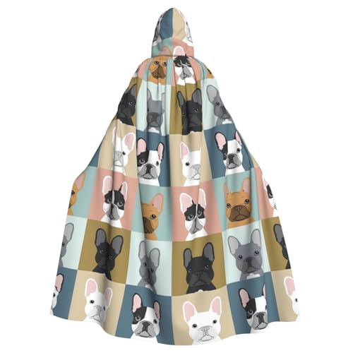 KLJnmbb Halloween-Kapuzenumhang mit französischer Bulldogge, voller Länge, Unisex, Cosplay-Kostüm für Erwachsene von KLJnmbb
