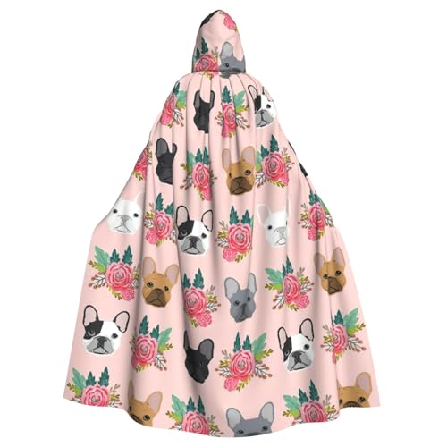 KLJnmbb Halloween-Kapuzenumhang mit französischer Bulldogge und Blumen, voller Länge, Cosplay-Kostüm für Erwachsene KLJnmbb Halloween-Kapuzenumhang mit französischer Bulldogge und Blumen, voller Länge, Cosplay-Kostüm für Erwachsene von KLJnmbb