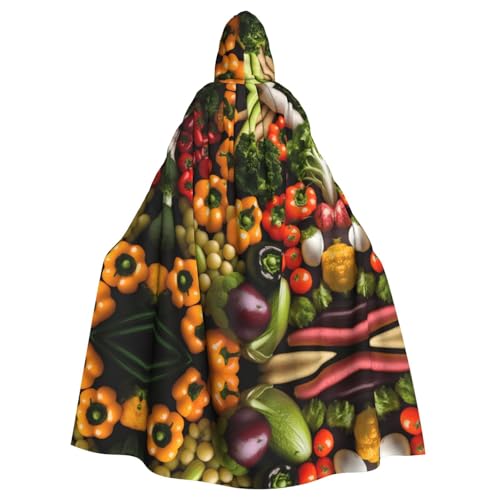 KLJnmbb Halloween-Kapuzenumhang mit frischem Gemüse und Früchten, lebendiger voller Länge, Cosplay-Kostüm für Erwachsene von KLJnmbb