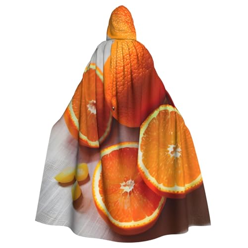KLJnmbb Halloween-Kapuzenumhang mit frischem orangefarbenem Fruchtaufdruck, lebendig, volle Länge, Unisex, Cosplay-Kostüm für Erwachsene von KLJnmbb