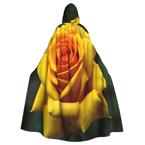 KLJnmbb Halloween-Kapuzenumhang mit gelbem Rosenmotiv, für Erwachsene, Unisex, Cosplay-Kostüm von KLJnmbb