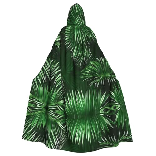 KLJnmbb Halloween-Kapuzenumhang mit grünen Blättern der Palme, tropische Pflanzen, mit lebhafter, voller Länge, Unisex, Cosplay-Kostüm für Erwachsene von KLJnmbb