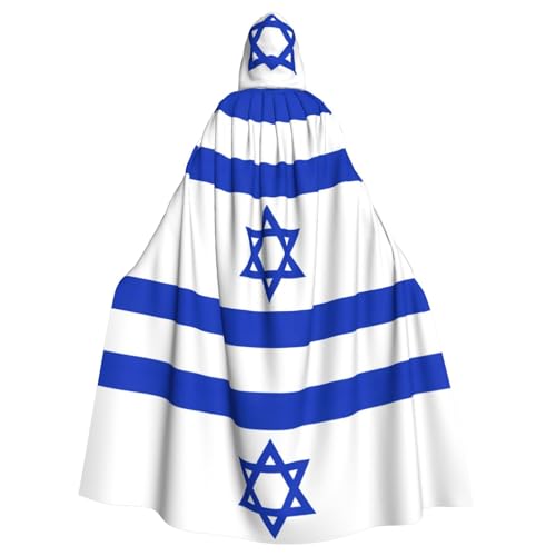 KLJnmbb Halloween-Kapuzenumhang mit israelischer Flagge, voller Länge, Cosplay-Kostüm für Erwachsene von KLJnmbb