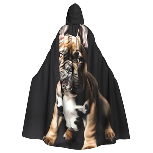 KLJnmbb Halloween-Kapuzenumhang mit langen Ohren, französische Bulldogge, mit lebendiger voller Länge, Unisex, Cosplay-Kostüm für Erwachsene von KLJnmbb