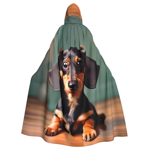 KLJnmbb Halloween-Kapuzenumhang mit süßem Dackel-Aufdruck und lebendiger voller Länge für Erwachsene, Unisex, Cosplay-Kostüm von KLJnmbb