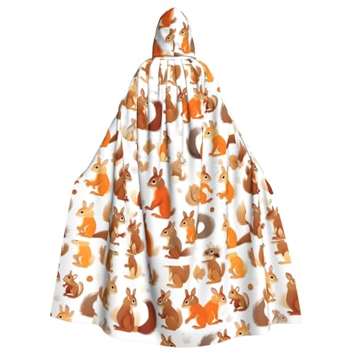 KLJnmbb Halloween-Kapuzenumhang mit süßem Eichhörnchen-Druck, lebendig, volle Länge, Unisex, Cosplay-Kostüm für Erwachsene von KLJnmbb