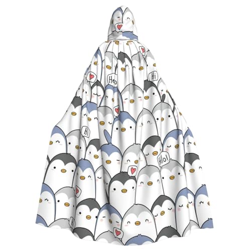 KLJnmbb Halloween-Kapuzenumhang mit süßem Pinguin-Druck, lebendig, volle Länge, Unisex, Cosplay-Kostüm für Erwachsene von KLJnmbb