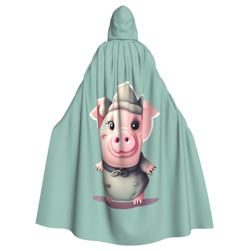 KLJnmbb Halloween-Kapuzenumhang mit süßem Schweine-Druck, lebendig, volle Länge, Unisex, Cosplay-Kostüm für Erwachsene von KLJnmbb