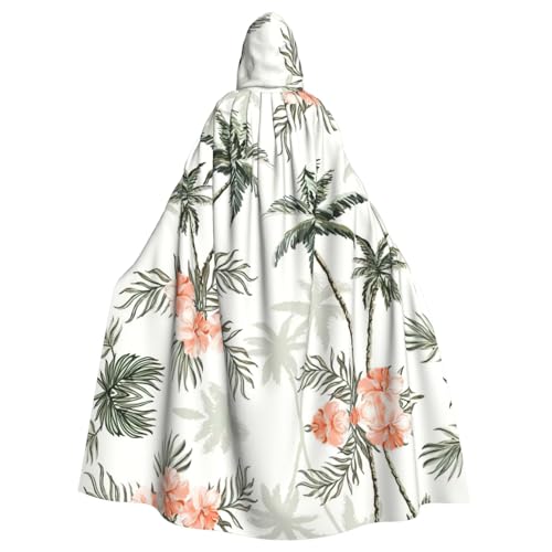 KLJnmbb Halloween-Kapuzenumhang mit tropischem Palmen-Druck, lebendig, volle Länge, Unisex, Cosplay-Kostüm für Erwachsene von KLJnmbb