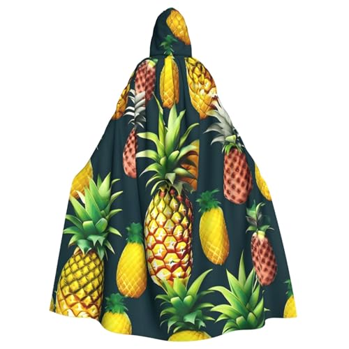 KLJnmbb Halloween-Kapuzenumhang mit tropischen Früchten, Ananas-Druck, lebendig, volle Länge, Erwachsene, Unisex, Cosplay-Kostüm von KLJnmbb