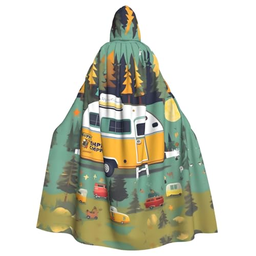 KLJnmbb Happy Bus Camper Print Halloween Kapuzenumhang mit lebendiger voller Länge Erwachsene Unisex Cosplay Kostüm von KLJnmbb