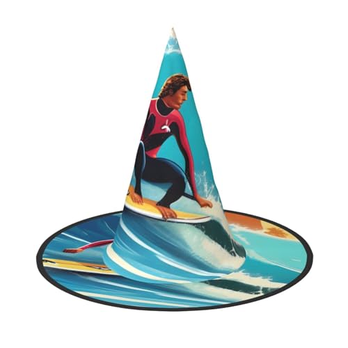 KLJnmbb Hawaiianischer Surfer auf gewelltem Druck, Unisex, Halloween-Hexenhut, Erwachsene und Teenager, Kappe, Partys, Karneval, Kostüme, Mützen KLJnmbb Hawaiianischer Surfer auf gewelltem Druck, Unisex, Halloween-Hexenhut, Erwachsene und Teenager, Kappe, Partys, Karneval, Kostüme, Mützen von KLJnmbb