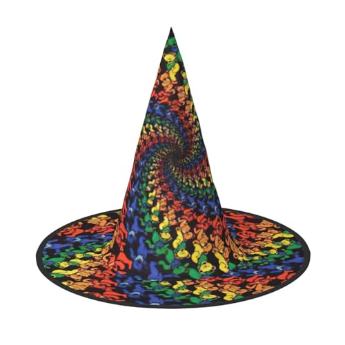 KLJnmbb Hexenhut für Erwachsene und Jugendliche, Batikdruck, Unisex, Halloween, für Partys, Karneval, Kostüme von KLJnmbb