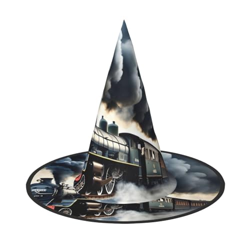 KLJnmbb Hexenhut für Erwachsene und Jugendliche, Motiv: Dampfzug, Wolken, Unisex, Halloween, für Partys, Karneval, Kostüme KLJnmbb Hexenhut für Erwachsene und Jugendliche, Motiv: Dampfzug, Wolken, Unisex, Halloween, für Partys, Karneval, Kostüme von KLJnmbb