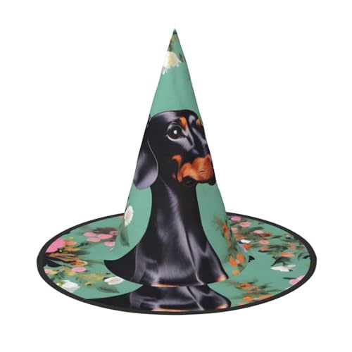 KLJnmbb Hexenhut mit Dackel-Blumendruck, Unisex, Halloween-Hexenhut, Erwachsene und Teenager, Kappe, Partys, Karneval, Kostüme, Mützen KLJnmbb Hexenhut mit Dackel-Blumendruck, Unisex, Halloween-Hexenhut, Erwachsene und Teenager, Kappe, Partys, Karneval, Kostüme, Mützen von KLJnmbb