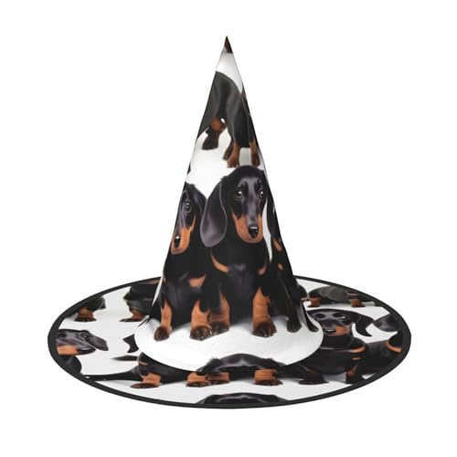 KLJnmbb Hexenhut mit Dackel-Motiv, Unisex, Halloween-Hexenhut, Erwachsene und Teenager, für Partys, Karneval, Kostüme KLJnmbb Hexenhut mit Dackel-Motiv, Unisex, Halloween-Hexenhut, Erwachsene und Teenager, für Partys, Karneval, Kostüme von KLJnmbb