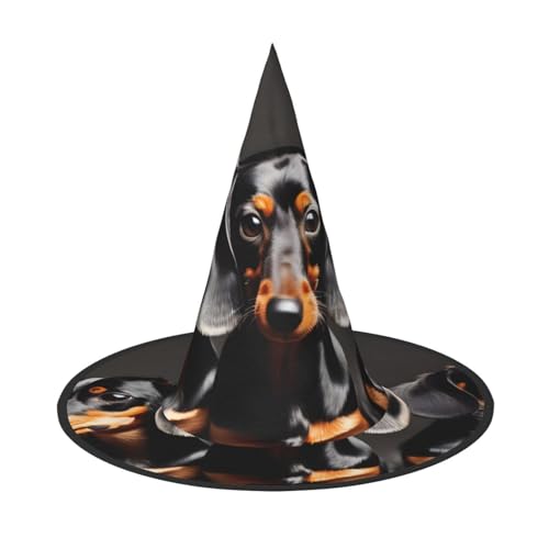 KLJnmbb Hexenhut mit drei Dackeln, Unisex, Halloween-Hexenhut, Erwachsene und Jugendliche, Mütze, Partys, Karneval, Kostüme, Mützen KLJnmbb Hexenhut mit drei Dackeln, Unisex, Halloween-Hexenhut, Erwachsene und Jugendliche, Mütze, Partys, Karneval, Kostüme, Mützen von KLJnmbb