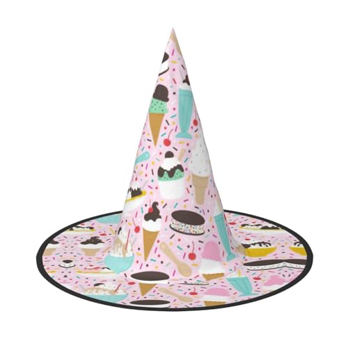 KLJnmbb Hexenhut mit süßem Eiscreme-Aufdruck, Unisex, für Erwachsene und Jugendliche, für Partys, Karneval, Kostüme KLJnmbb Hexenhut mit süßem Eiscreme-Aufdruck, Unisex, für Erwachsene und Jugendliche, für Partys, Karneval, Kostüme von KLJnmbb