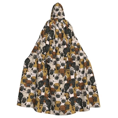 KLJnmbb Imagen De Mops-Aufdruck, Halloween-Kapuzenumhang mit lebendiger voller Länge, für Erwachsene, Unisex, Cosplay-Kostüm von KLJnmbb