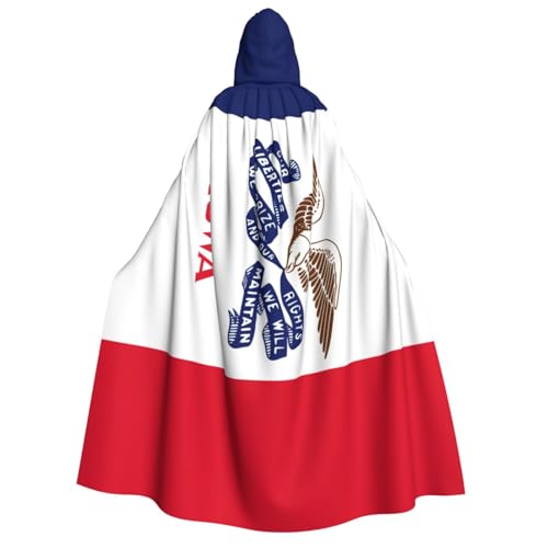 KLJnmbb Iowa Kapuzenumhang mit Staatsflagge, Cosplay, Erwachsene, Halloween, Weihnachten, Karneval, Themenpartys, vielseitig einsetzbar von KLJnmbb