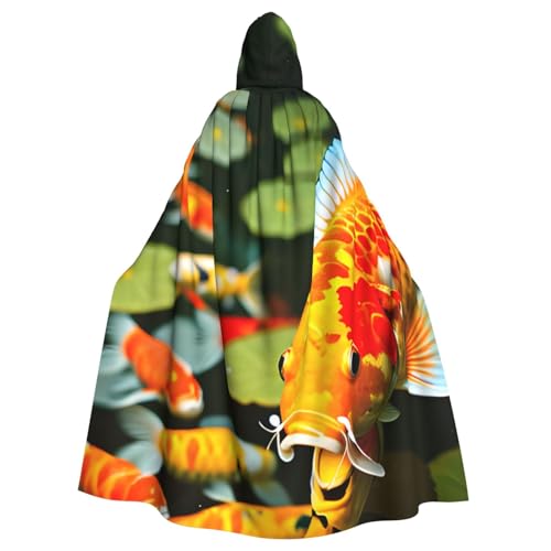 KLJnmbb Japanischer hübscher Koi-Fisch-Druck, Halloween-Kapuzenumhang mit lebendiger voller Länge, Erwachsenenkostüm, Unisex, Cosplay-Kostüm von KLJnmbb