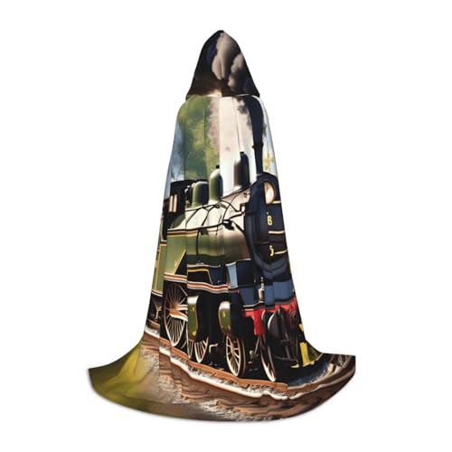 KLJnmbb Kapuzenumhang mit Aufschrift "Steam Little Train Print", für Erwachsene, Teenager, Kinder, verschiedene Zauberer-Umhang, RobeHalloween, Karneval, Cosplay von KLJnmbb