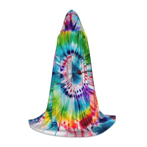 KLJnmbb Kapuzenumhang mit Batikfärbung, Hippie-Druck, für Erwachsene, Teenager, Kinder, verschiedene Zauberer-Umhang, RobeHalloween, Karneval, Cosplay von KLJnmbb
