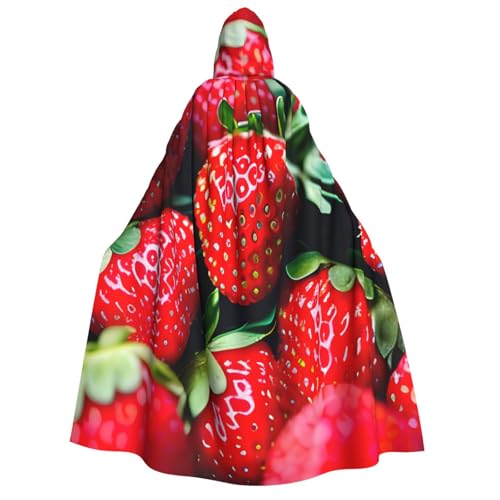 KLJnmbb Kapuzenumhang mit Erdbeermotiv, Cosplay, Erwachsene, Halloween, Weihnachten, Karneval, Motto-Partys, vielseitig einsetzbar von KLJnmbb