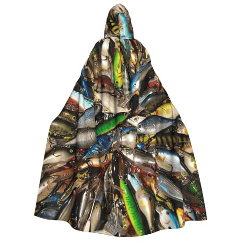 KLJnmbb Kapuzenumhang mit Fischköderaufdruck, Cosplay, Erwachsene, Halloween, Weihnachten, Karneval, Motto-Partys, vielseitig einsetzbar von KLJnmbb