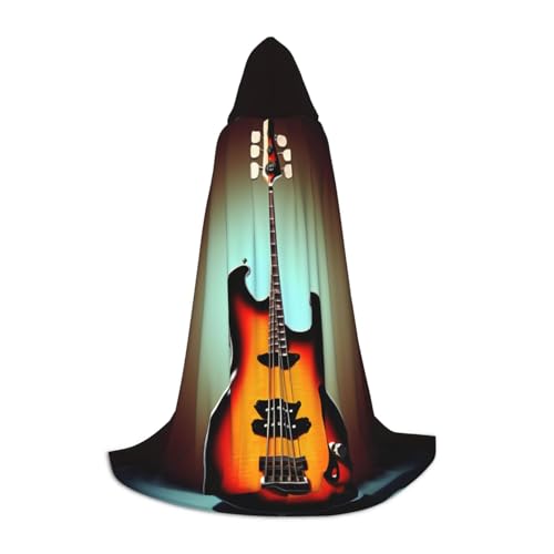 KLJnmbb Kapuzenumhang mit Gitarre, Bass, Musik, Musikinstrument, Erwachsene, Teenager, Kinder, verschiedene Zauberer-Umhang, RobeHalloween, Karneval, Cosplay von KLJnmbb