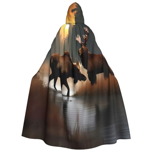 KLJnmbb Kapuzenumhang mit Hirschbär, Elch, Aufdruck, Cosplay, Erwachsene, Halloween, Weihnachten, Karneval, Motto-Partys, vielseitig einsetzbar von KLJnmbb