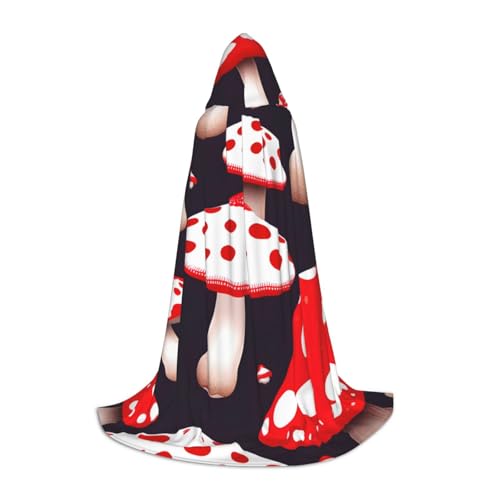 KLJnmbb Kapuzenumhang mit Kapuze, Rot, Weiß und Pilz, für Erwachsene, Teenager, Kinder, verschiedene Designs, Zauberer, Umhang, Halloween, Karneval, Cosplay von KLJnmbb